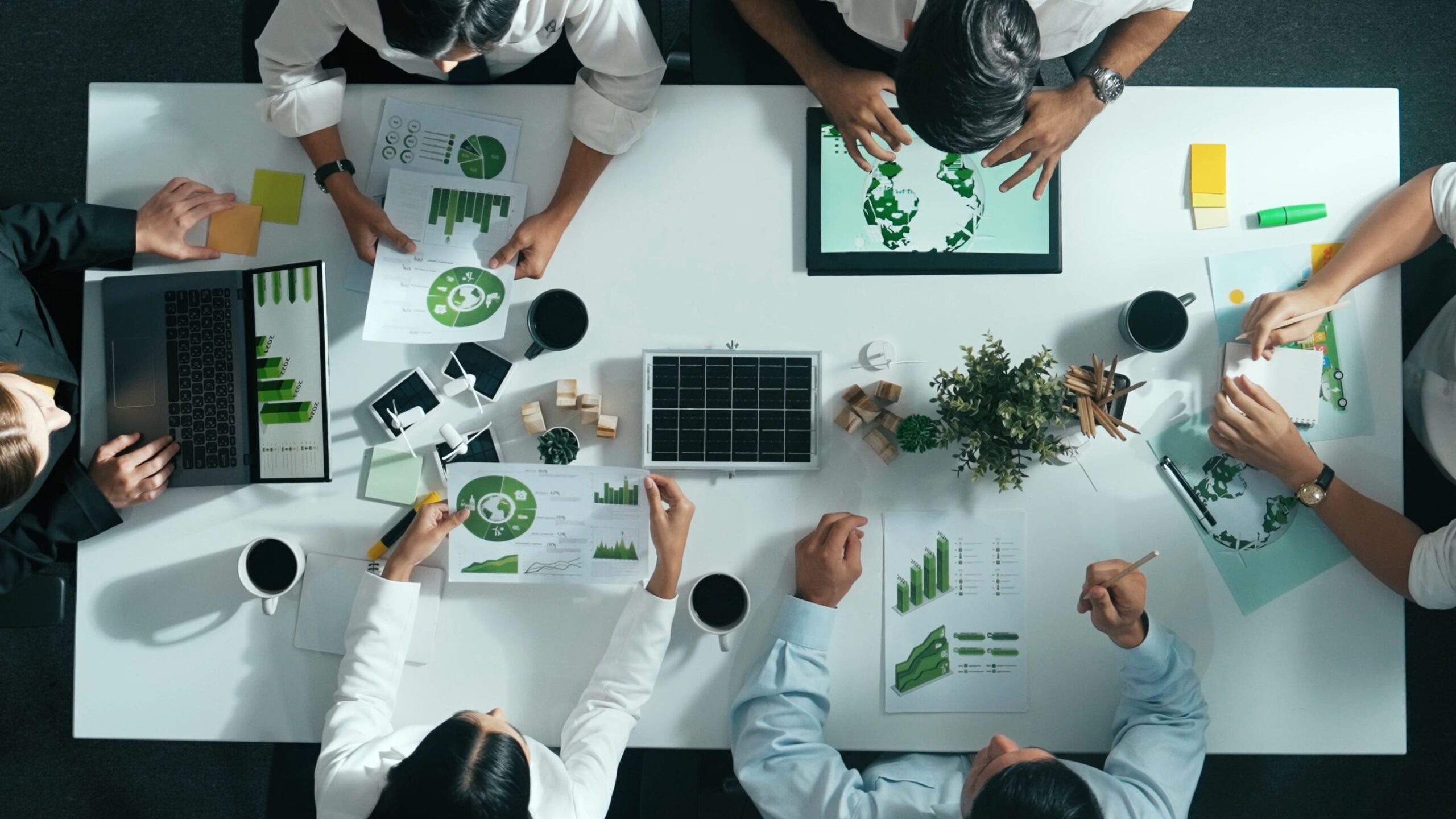 business team discuss about using clean energy