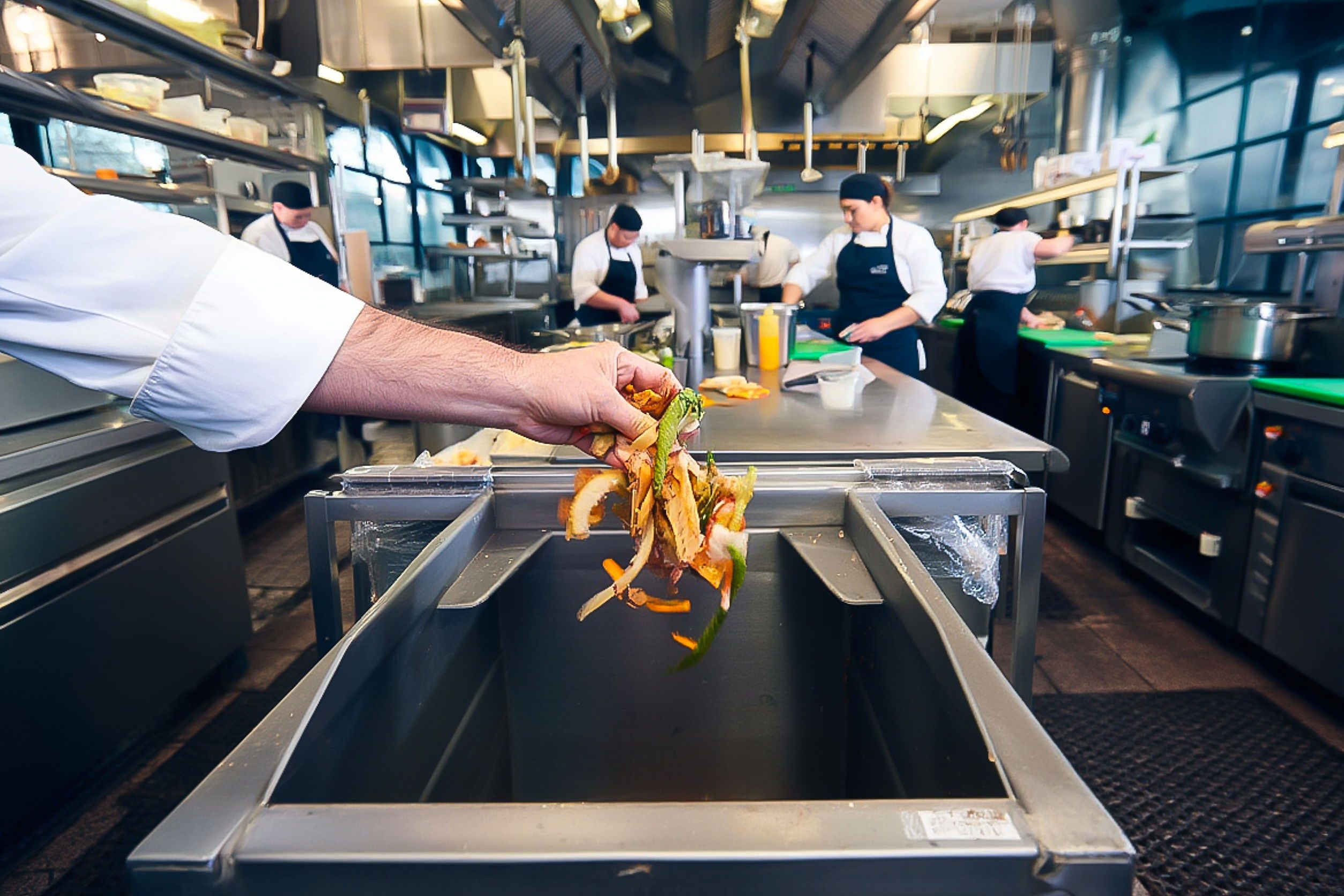 chef throwing food away