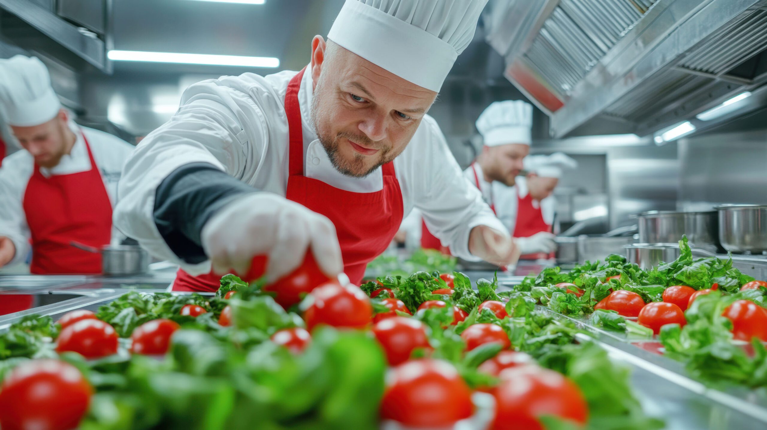 A chef preparing fresh tomatoes