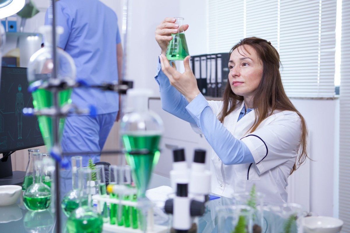Lady doing lab work